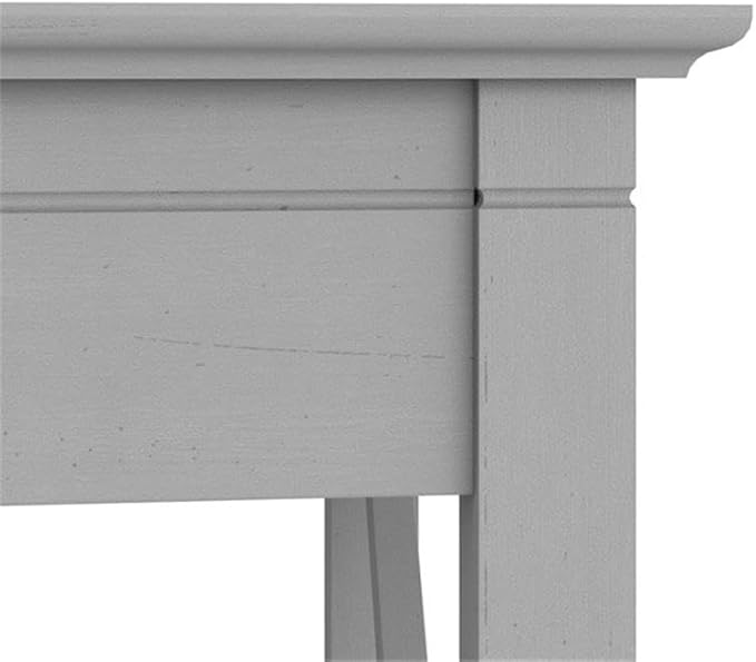 Pemberly Row 60W L Shaped Desk with Lateral File Cabinet, Engineered Wood, Cape Cod Gray Finish, 2 Drawers, Farmhouse Style Home Office Workstation with Storage
