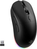 Bluetooth Wireless Mouse, 3 Modes Bluetooth 5.0 & 3.0 2.4G Wireless Portable Optical 4800 DPI Mouse with USB Nano Receiver,for Laptop, MacBook Pro Air, PC, Computer (Black)