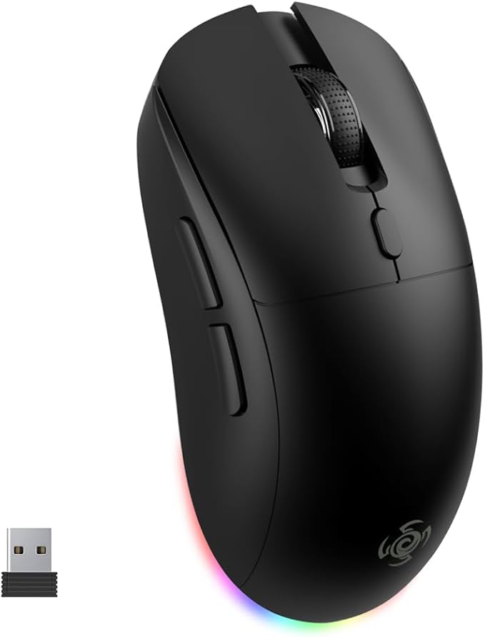 Bluetooth Wireless Mouse, 3 Modes Bluetooth 5.0 & 3.0 2.4G Wireless Portable Optical 4800 DPI Mouse with USB Nano Receiver,for Laptop, MacBook Pro Air, PC, Computer (Black)