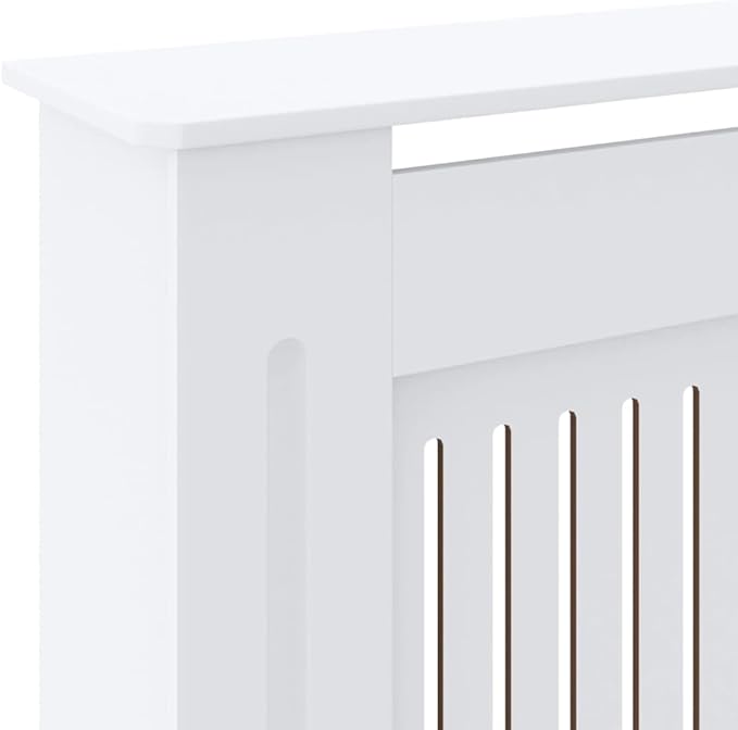 MDF Radiator Cover Cabinet Shelf, Heater Heating Side Stand Radiator Cover Living Room Furniture Decor, White 80.7"x8.1"x32.1",-451