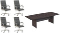 Pemberly Row Set of 5 - Gray Conference Table & 4 Dark Gray Executive Chairs