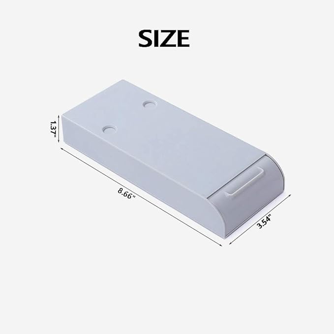 Under Table Drawer, Hidden Self-Adhesive Pencil Tray Drawer,Under Desk Holder Storage Box, Stationery Pencil Storage Drawer Organizer for Office/School/Kitchen (1 Pack White)