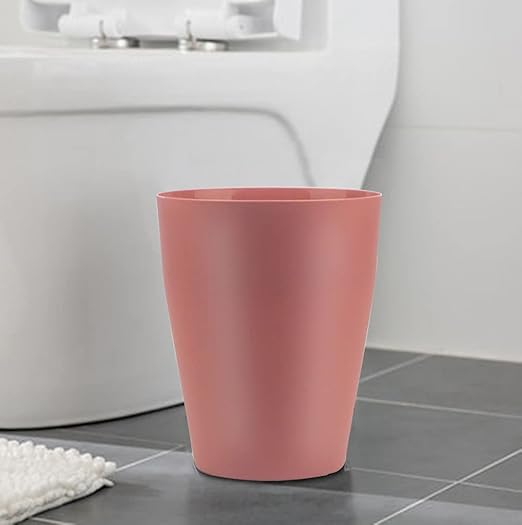 Feisco Small Trash Can,Plastic Round Bathroom Wastebasket Garbage Can for Bathroom Bedroom Kitchen Office (Brick Red, Pack of 2)