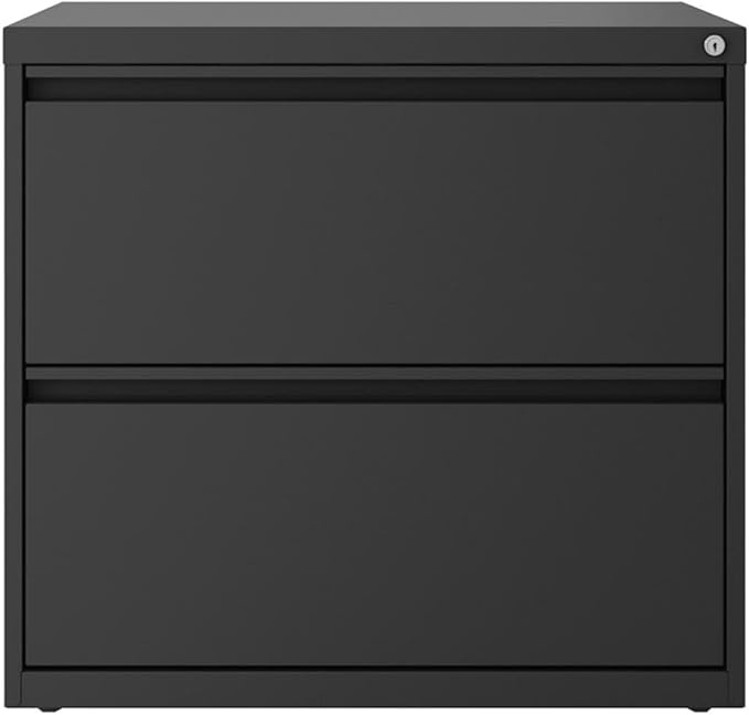 Hirsh 30" W 2 Drawer Metal Lateral Cabinet Set Charcoal with Front to Back Rails, Fully Assembled