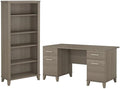 Home Square 2-Piece Set with 60W Office Desk & 5-Shelf Bookcase
