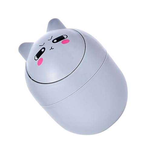 GLEAVI 1pc Slim Desktop Trash Can Cute Basket for Desk Dresser Tabletop Storage Lid