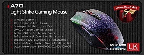 Bloody Optical Gaming Mouse with Light Strike (LK) Switch & Scroll - Fully Programmable and Advance Macros (A70 II)