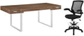 Home Square 2 Piece Office Set with Walnut Desk and Chair