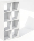 Furinno PELLI Book Shelf, 8-Cube Bookshelf, Horizontal Cube Storage Organizer Bookcase, 11.7 x 23.7 x 47, for Living Room, Bedroom, Home Office, White