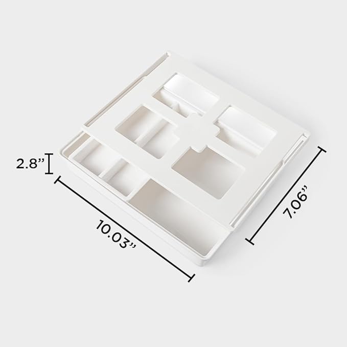 GAROOD Under Desk Drawer, Slide out Hidden Desk Drawers Organizer, Self-adhesive drawer for office/classroom/home 10.03'' x 7.06'' x 2.8’’ (White)