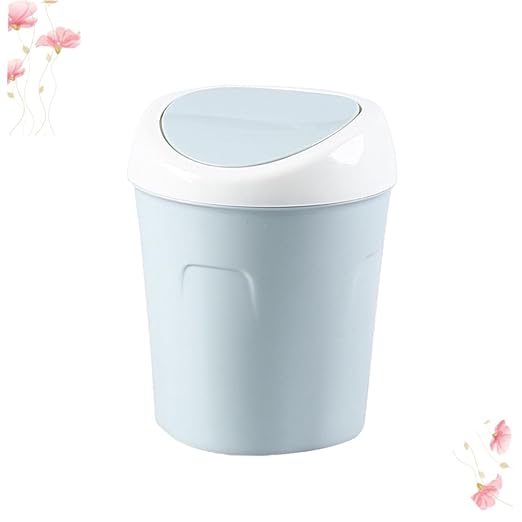 SOLUSTRE Plastic Trash Can Lid Mini Desktop Garbage Bin Office Waste Basket Slim Trash Can for Home Kitchen Desk Easy to Clean