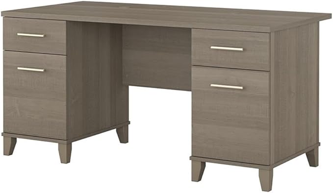 Home Square 2-Piece Set with 60W Office Desk & 5-Shelf Bookcase