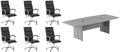 Pemberly Row Set of 7 - Gray Conference Table & 6 Black Executive Chairs