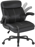 AnyGod 1Pcs Office Chair for Men Women Home Office Pu Leather High Back 360 Swivel Rocking Function Ergonomic Chair with Flip-Up Arms Lumbar Support Rolling Wheels Adjustable Height -Black Size