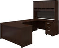 Bush Business Furniture Series C Right Handed Bow Front U Shaped Desk with Hutch and Storage, 60W, Mocha Cherry