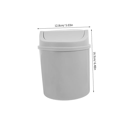 Mini Trash Can with Lid Compact Desktop Waste Bin for Office Bedroom and Kitchen Sleek Design Easy Cleanup Versatile Tiny Garbage Can Gray