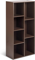 Amazon Basics 7 Cube Storage Organizer Bookcase, Sturdy Shelves, Book Shelf, Espresso, 9.3"D x 19.5"W x 41.7"H