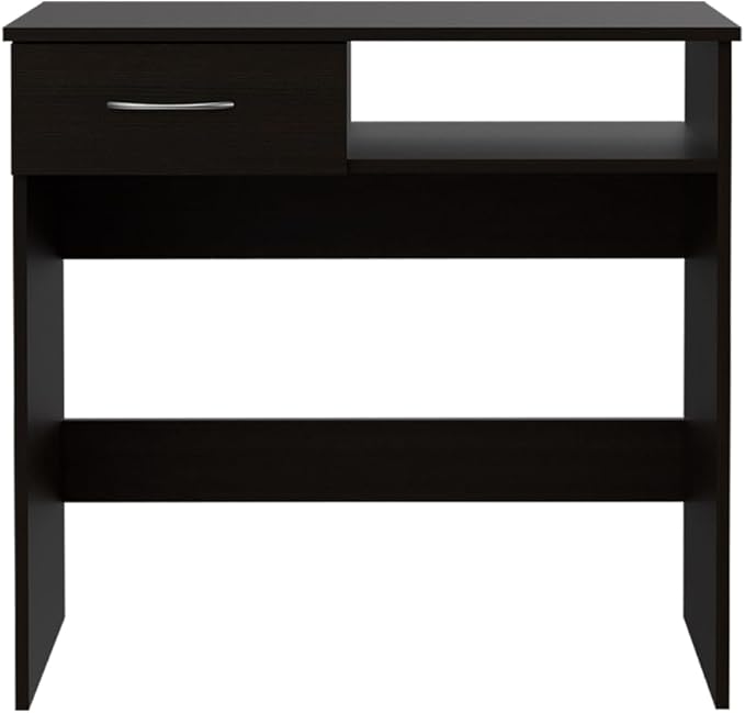 Black Home Office Set with Keyboard Tray & 5 Shelves - Two-Piece Desk & Bookcase