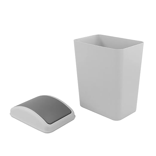 4.2 Gallon Swing Lid Trash Can, Plastic Waste Bin Garbage with Lid, Grey