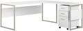 Bush Business Furniture Hybrid 72W x 30D L Shaped Table Desk with Mobile File Cabinet in White