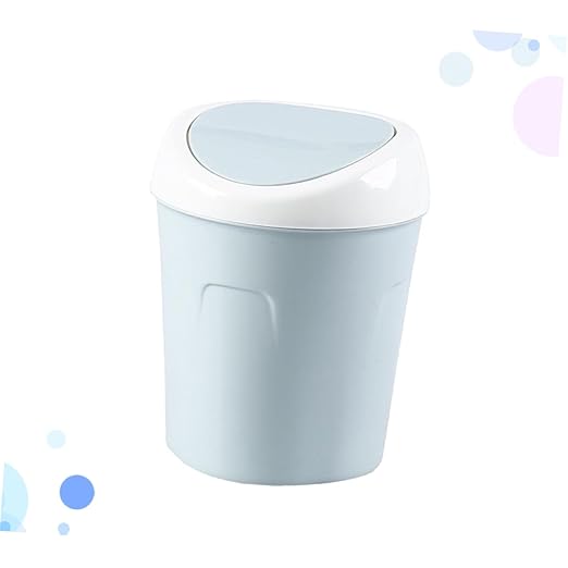 SOLUSTRE Plastic Trash Can Lid Mini Desktop Garbage Bin Office Waste Basket Slim Trash Can for Home Kitchen Desk Easy to Clean