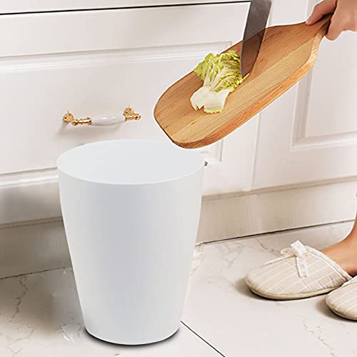 Feisco Small Trash Can,Plastic Round Bathroom Wastebasket Garbage Can for Bathroom Bedroom Kitchen Office (White, Pack of 4)