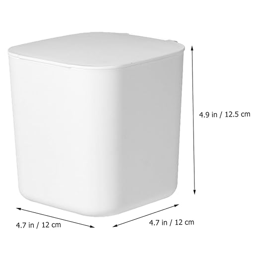 Slim White Kitchen Garbage Can Small Trash Can Lid Desktop Rubbish Storage Bin