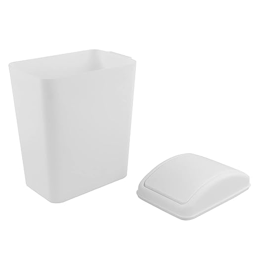4.2 Gallon Swing Lid Trash Can, Plastic Waste Bin Garbage with Lid, White