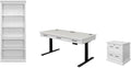 Pemberly Row Set of 3 Electric Sit/Stand Office Desk & Filing Cabinet & Bookcase