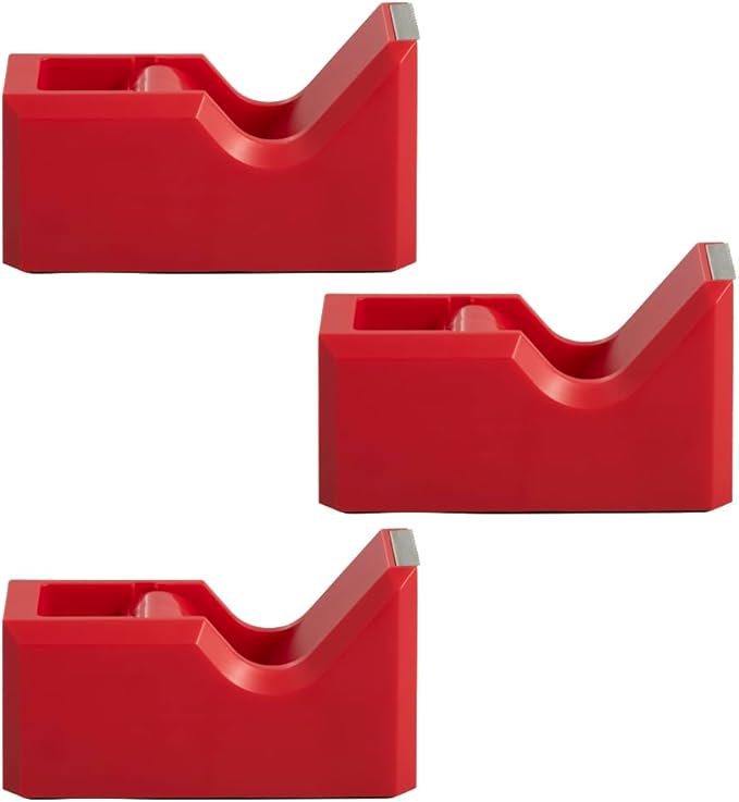 JAM PAPER Colorful Desk Tape Dispensers - Red - 3/Pack
