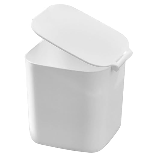 Slim White Kitchen Garbage Can Small Trash Can Lid Desktop Rubbish Storage Bin