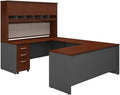 Bush Business Furniture Series C U Shaped Desk with Hutch and Storage, 72W, Hansen Cherry