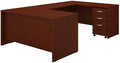Bush Business Furniture Series C 60W U Shaped Desk with 3 Drawer Mobile File Cabinet in Mahogany