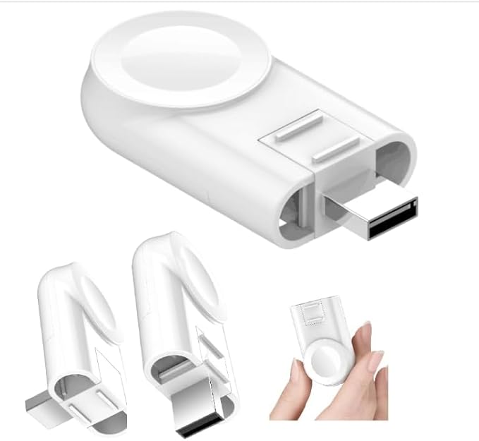 Meenova Adjustable iWatch Charger Compatible with Apple Watch Charger for Travel, Office, Home, Car, Rotating USB A Connector