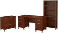 Bush Furniture Somerset Office Desk with Lateral File Cabinet and 5 Shelf Bookcase