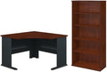 BBF Bush Business Furniture Series 2 Piece Corner Desk and Shelf Bookcase Set in Hansen Cherry