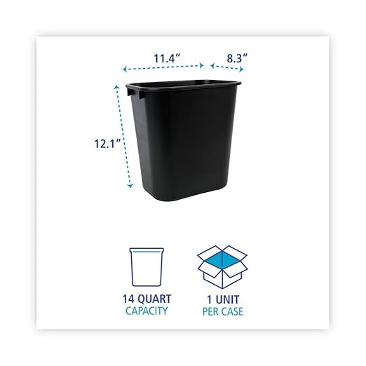 Boardwalk 3485201 14 qt Plastic Soft-Sided Wastebasket - Black