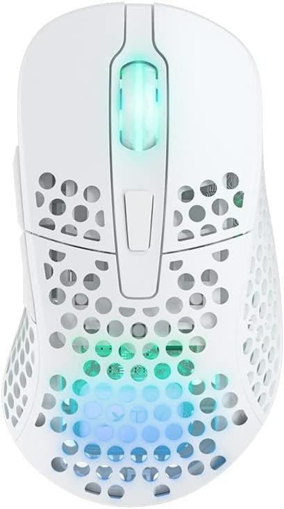 Xtrfy M4 Wireless, Wireless Ultra-Light Gaming Mouse, Optimised for E-Sports, 2.4 GHz, RF RGB Lighting, Adaptable Ergonomic Right-Handed Mouse, Rechargeable, White