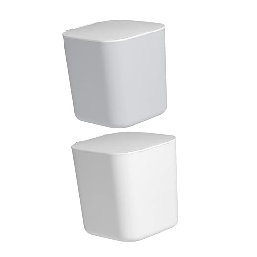 Slim Trash Cans Lids 2pcs Desktop Trash Can Set Small Bin for Kitchen Bathroom