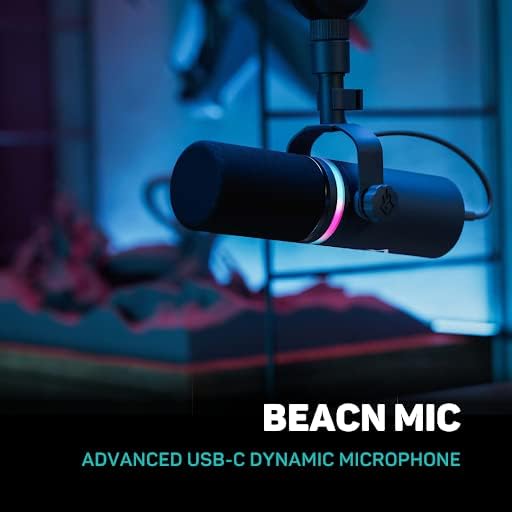BEACN Dark Dynamic USB Mic for PC - Professional Microphone for Podcast, Gaming, Streaming - Studio-Quality Desk Mic for YouTube, Twitch, and Recording, Microphone for PC, Gaming & Streaming