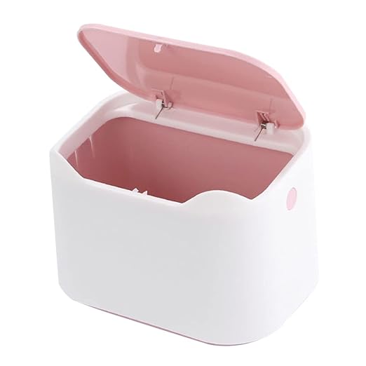 Mini Desktop Garbage Can Press-Down Type Trash Container Lid Plastic Waste Bucket for Home Office Kitchen