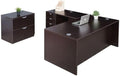 Boss Office Products Holland 71" Executive L-Shape Corner Desk with Storage Pedestal and Lateral File, Mocha