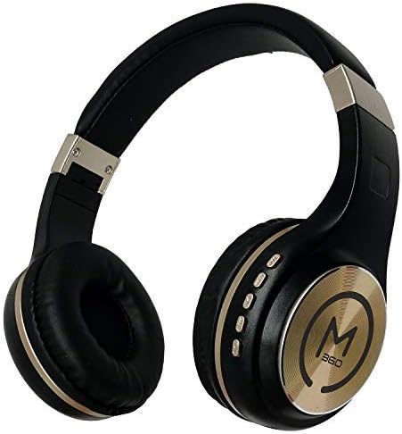 Morpheus 360 Bluetooth Headphones, Wireless Headphones Over Ear, Wireless Headset with Microphone, Black with Gold Accents, Comfortable Design HP5500G