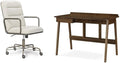 Home Square 2-Piece Set with Fabric Desk Chair and Writing Desk in Brown & Cream