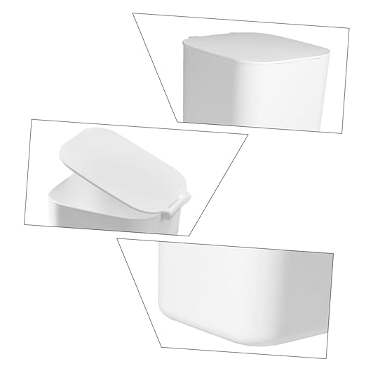 Alipis Slim Garbage Can Kitchen Trash Can for Kitchen Desktop Rubbish Storage Bin Lid