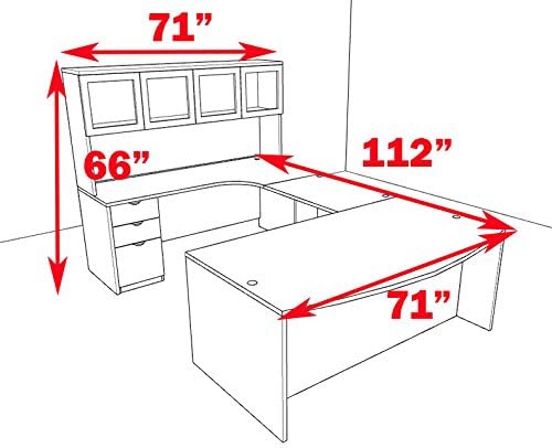 5pc U Shape Modern Contemporary Executive Office Desk Set, OF-CON-U4