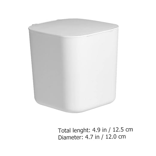 2pcs Mini Desktop Trash Bins Slim Garbage Cans Lids Office Waste Containers Trash Can Lids Car Bin