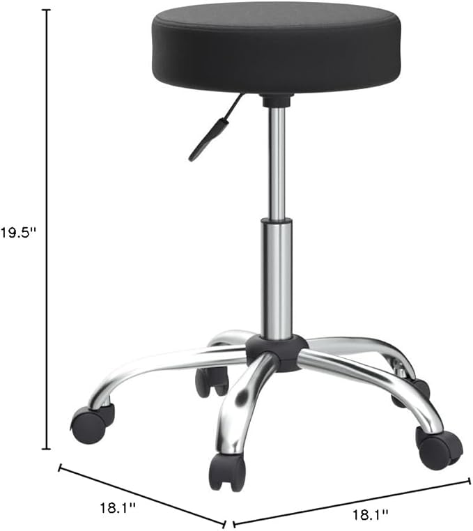 ZENY Adjustable Round Rolling Stool with Wheels, Drafting Stool Chair for Salon Spa Tattoo Home Office Medical Massage Work