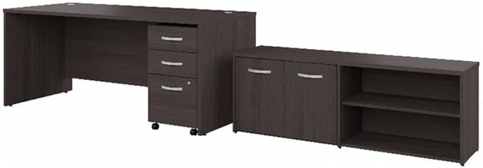 Bush Business Furniture Studio C 72W x 30D Office Desk with Storage Return and Mobile File Cabinet in Storm Gray