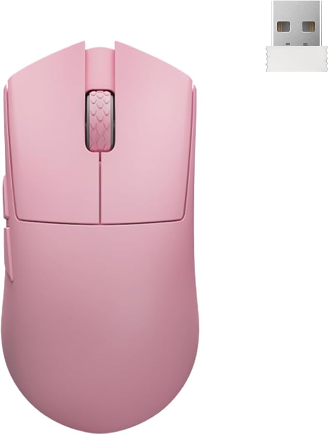 Darmoshark M3SMAX Wireless Gaming Mouse,Tri-Mode 2.4G/USB-C/Bluetooth Mouse Up to 30000DPI,PAW3950 Optical Sensor Lightweight 51g,5 programmable Button,Computer Mouse for Laptop,PC,Windows,Mac(Pink)